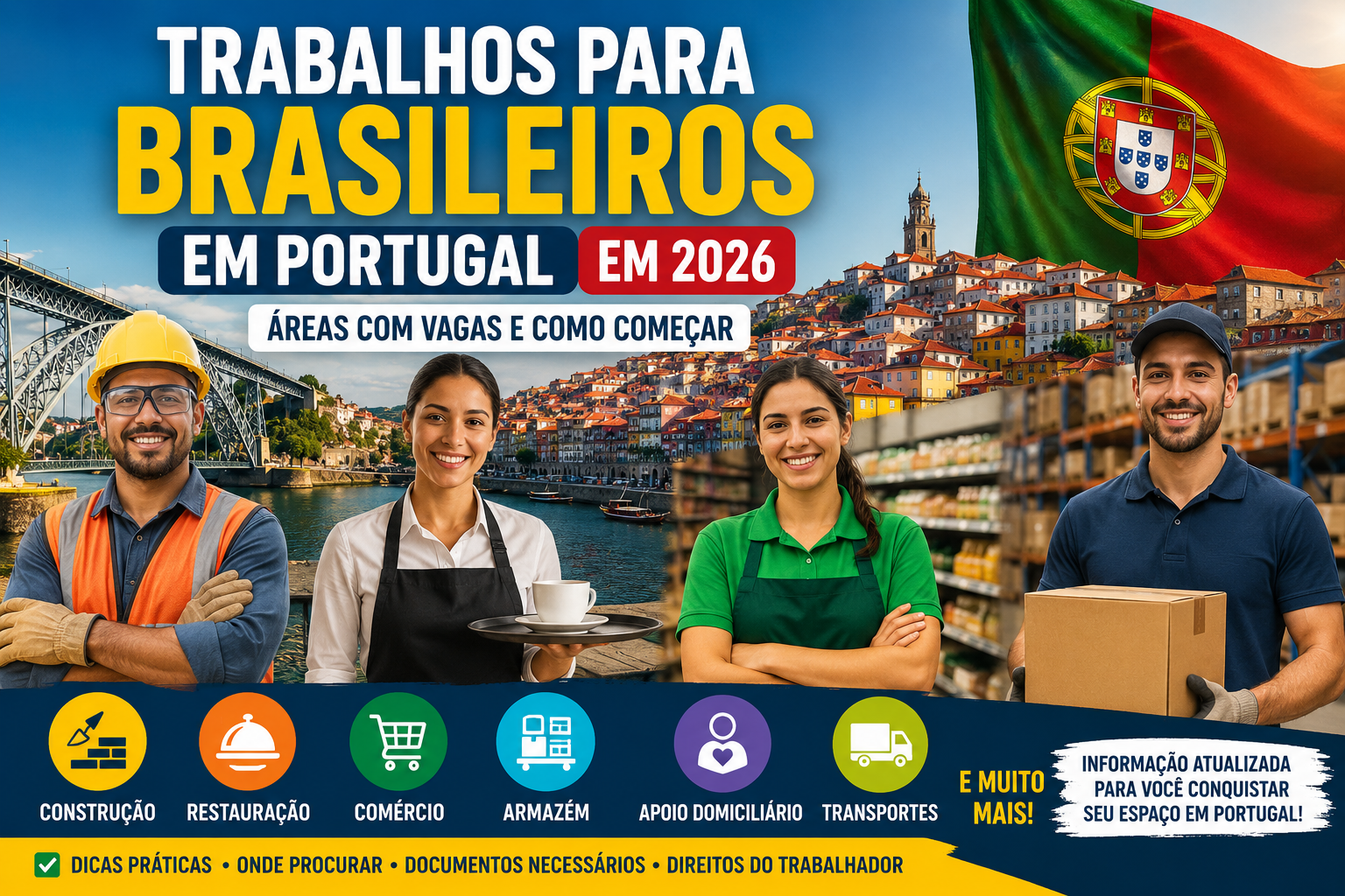 Trabalhos para brasileiros em Portugal: áreas com vagas e como começar em 2026
